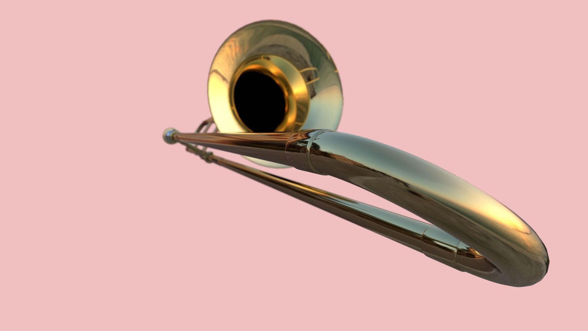 Trombone on water Low-poly 3D model_4
