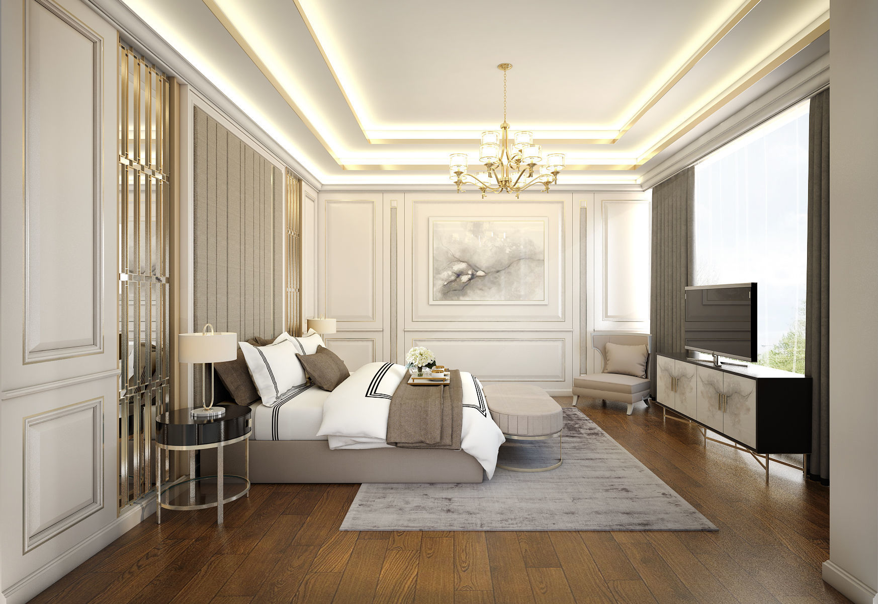 Contemporary Classic Bedroom  3D model_2