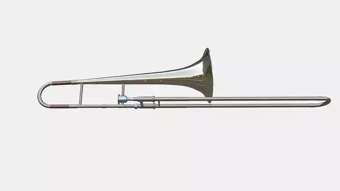 Gold Model trombone on water Low-poly 3D model