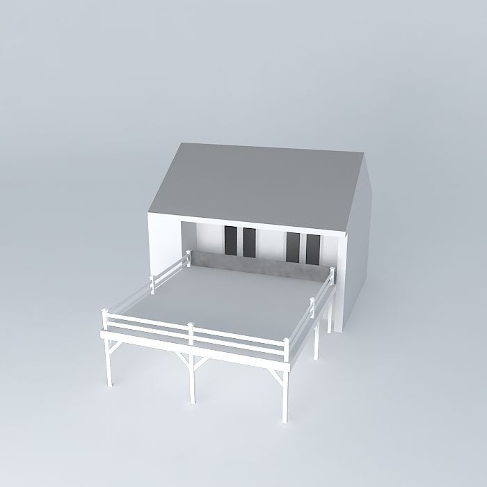 Carport house with deck Free 3D model_1