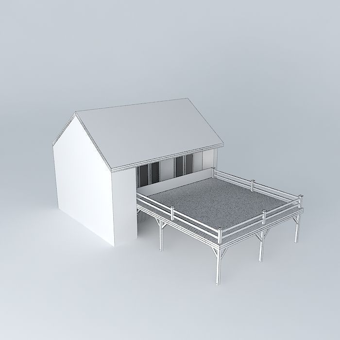Carport house with deck Free 3D model_4