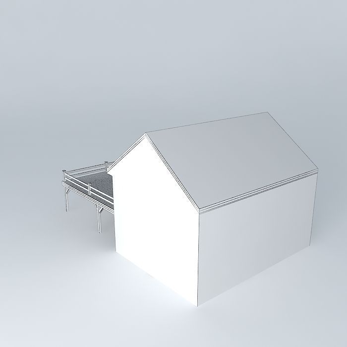 Carport house with deck Free 3D model_3
