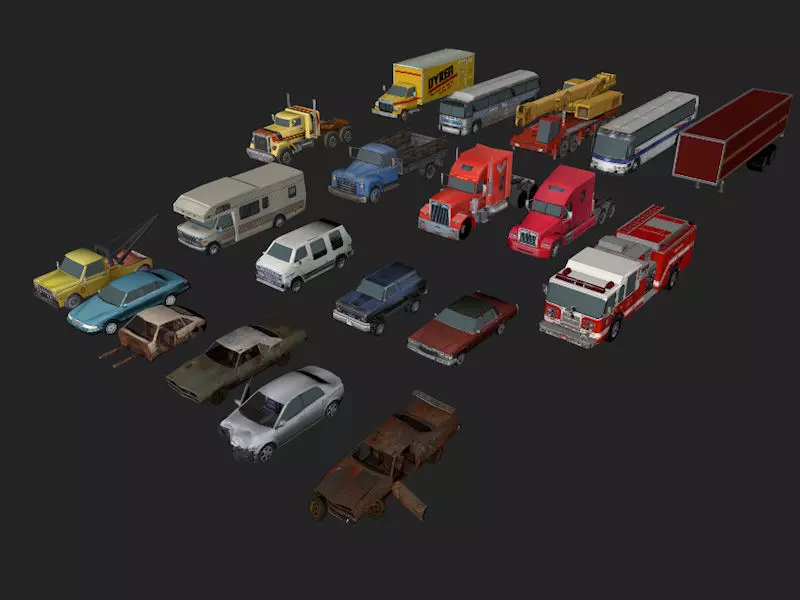 Mega Low poly game-ready Vehicle Pack  Low-poly 3D model_0
