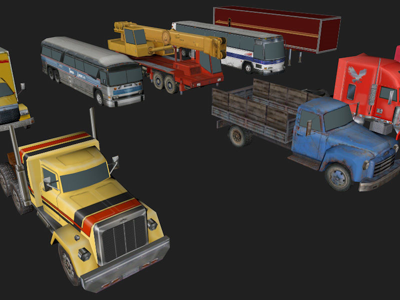 Mega Low poly game-ready Vehicle Pack  Low-poly 3D model_4