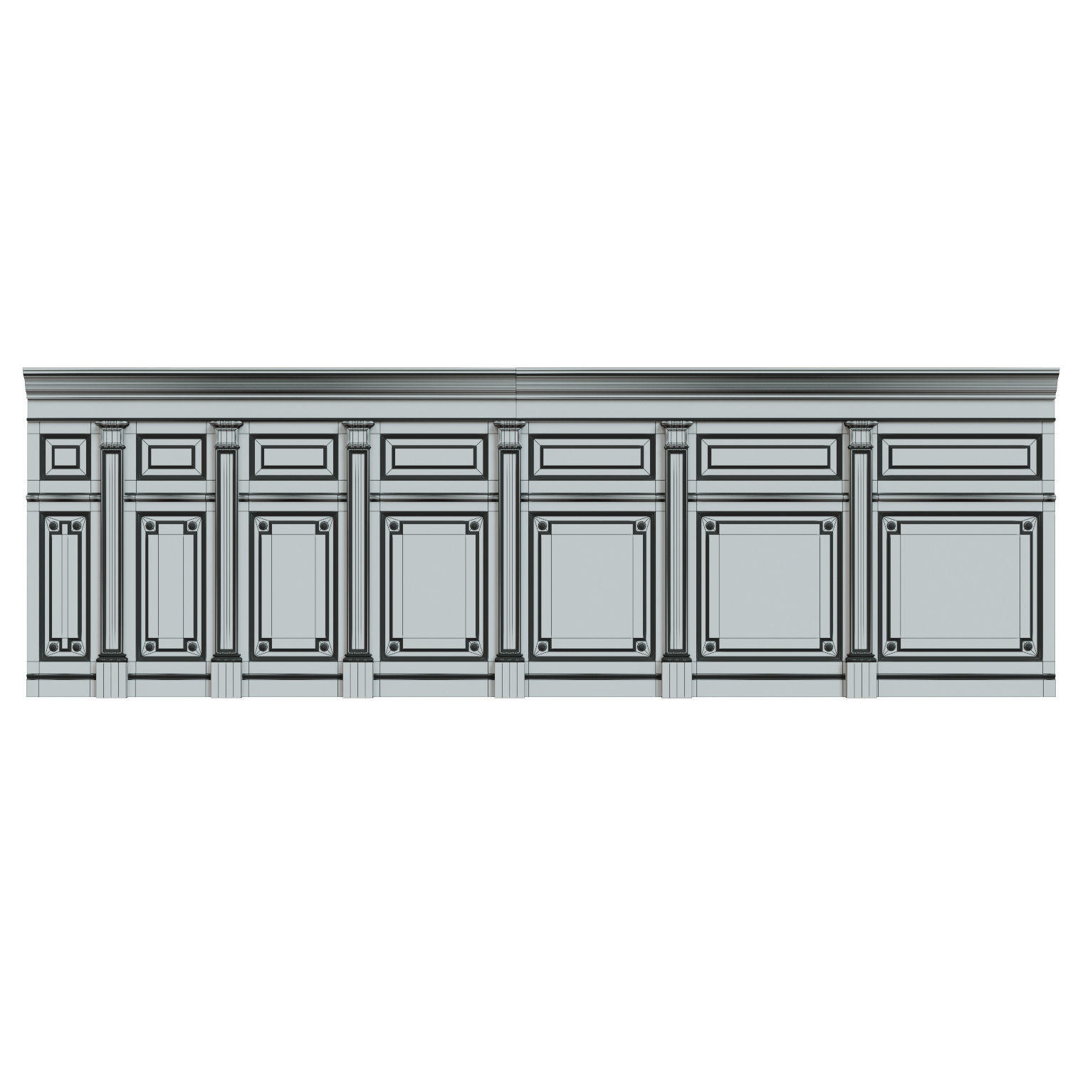 Threaded wood panels 013 Low-poly 3D model_6