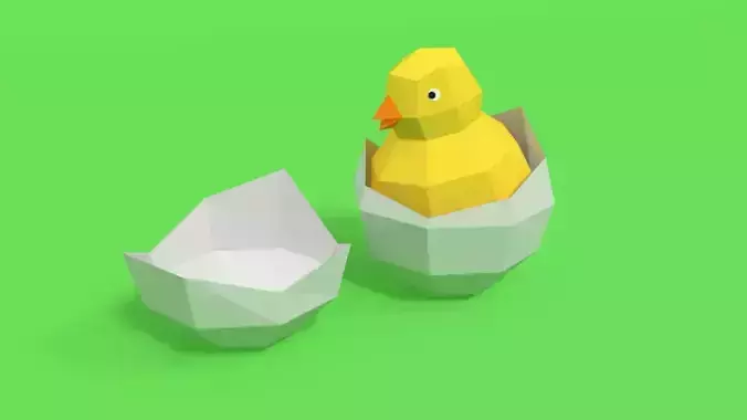Low Poly Cartoon Chick