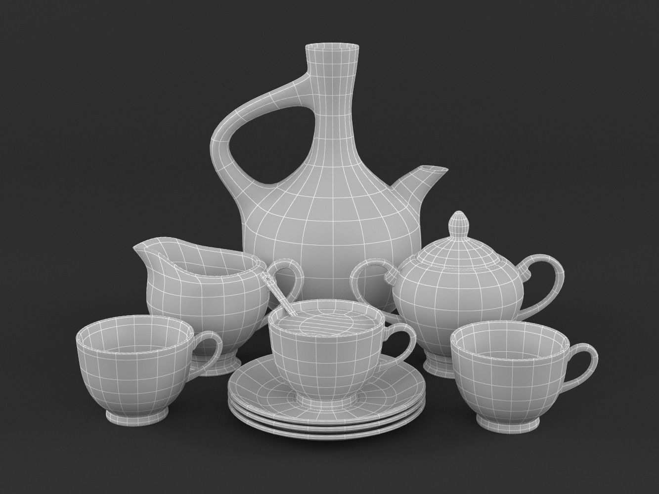 Coffee Cup and Saucer Set 3D model_9