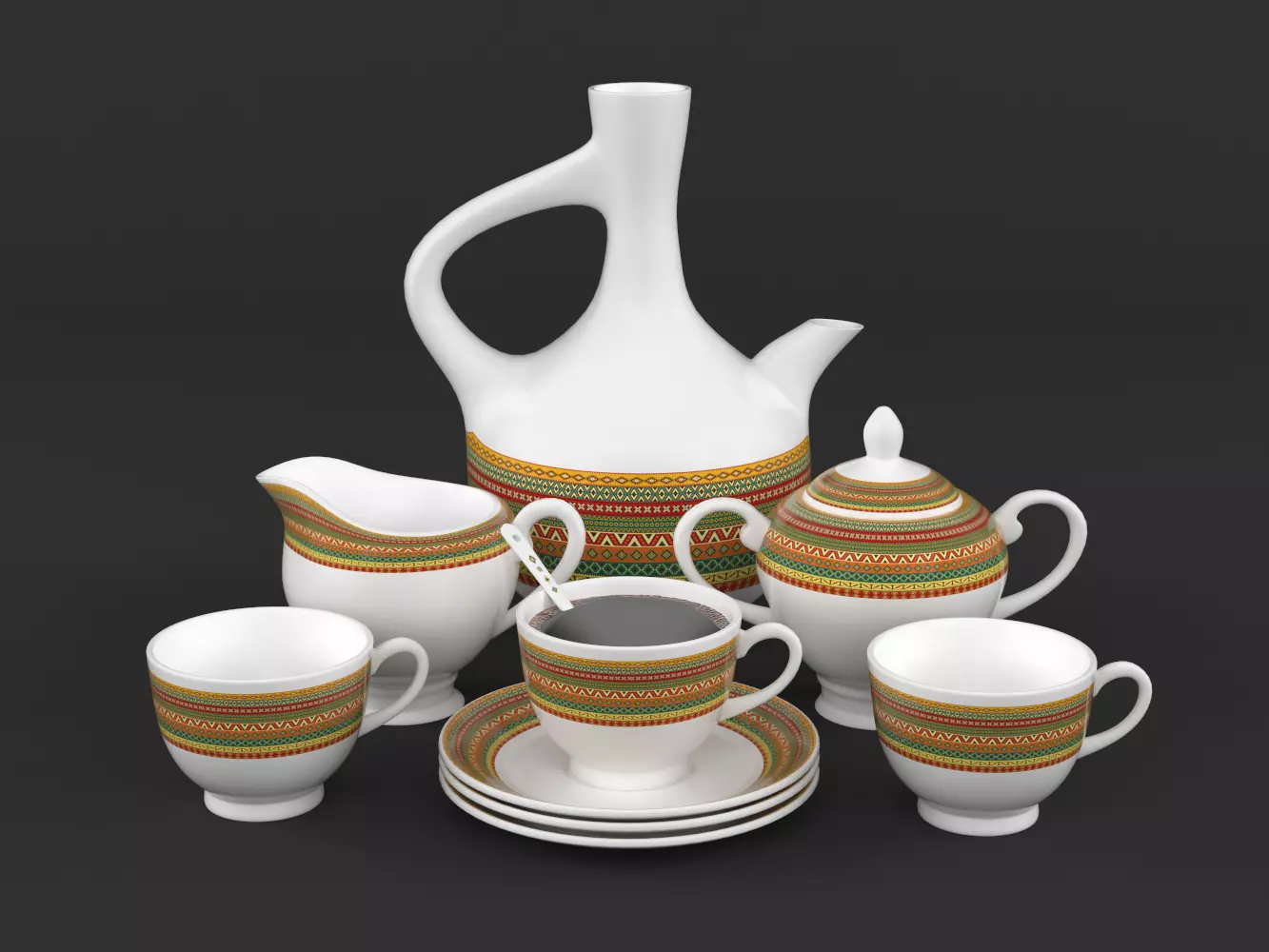 Coffee Cup and Saucer Set 3D model_0