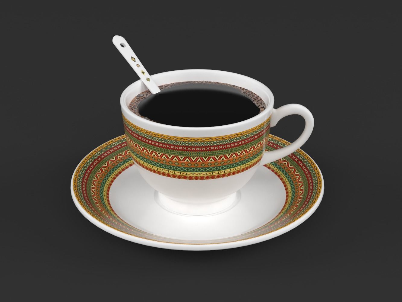 Coffee Cup and Saucer Set 3D model_1
