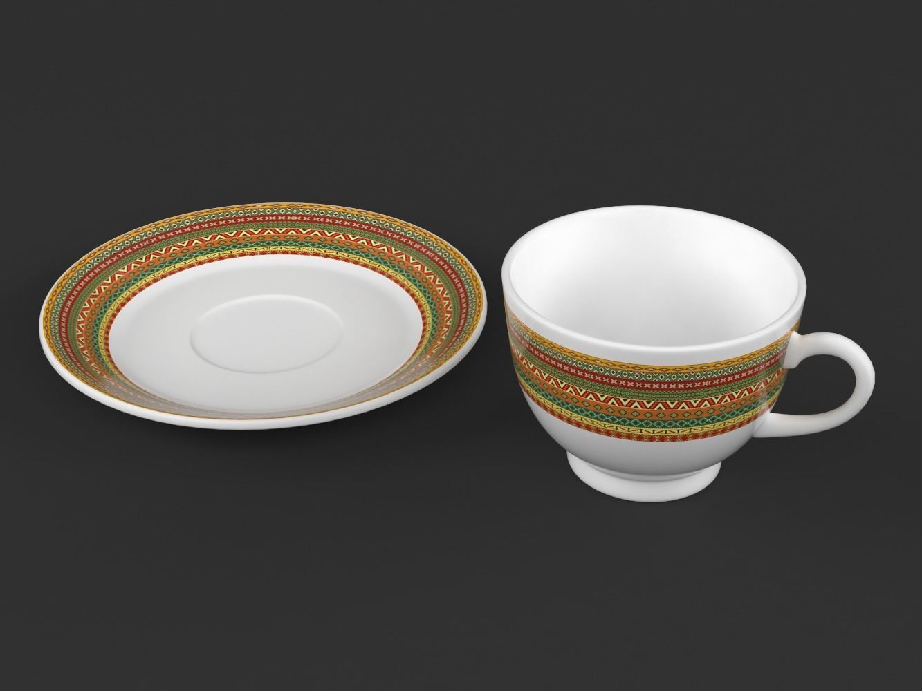 Coffee Cup and Saucer Set 3D model_7