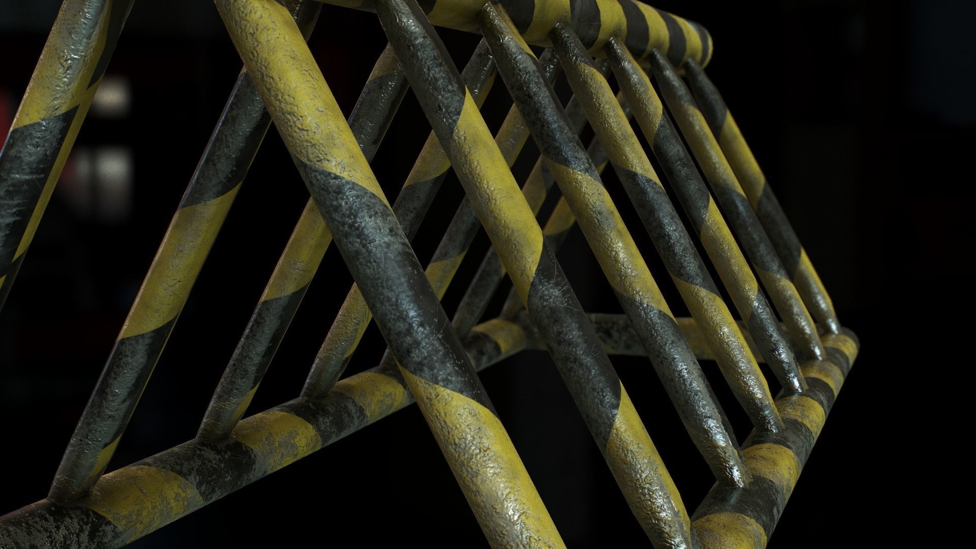 Barrier barricade Low-poly 3D model_7