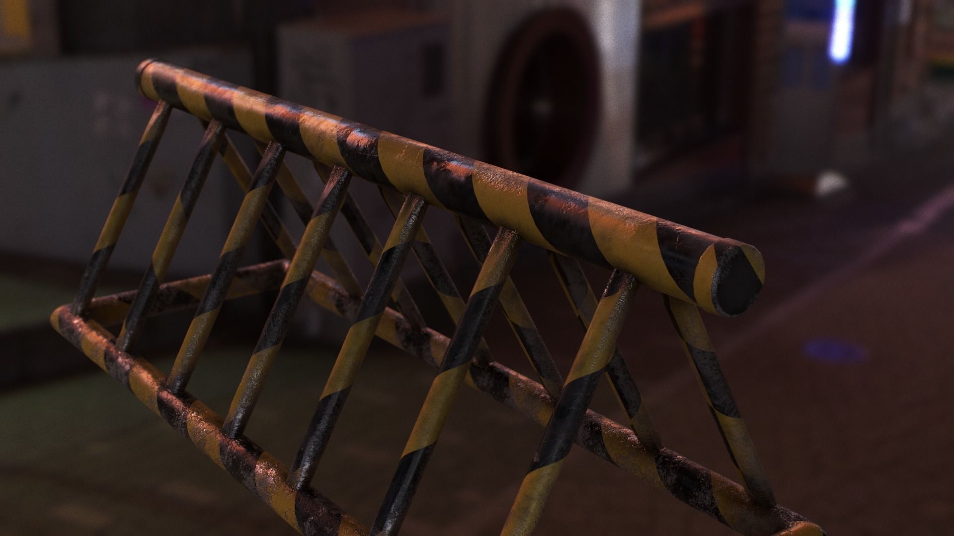 Barrier barricade Low-poly 3D model_9