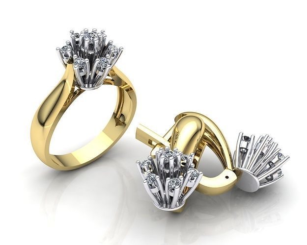 MGold038  Diamond Set 3dmodel 3D print ready 3D Model Collection