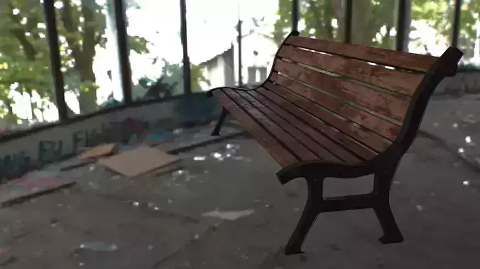 Bench skeleton on park