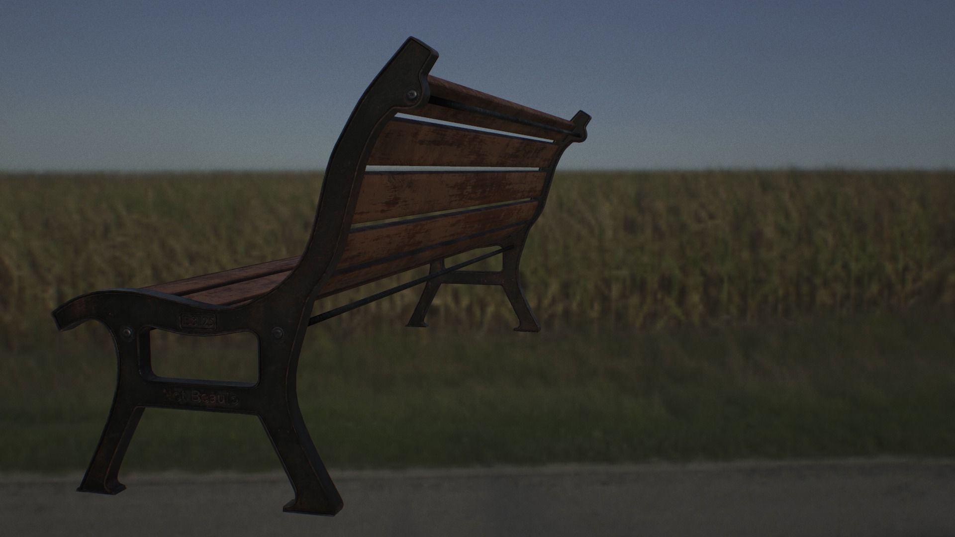 Bench skeleton on park Low-poly 3D model_13