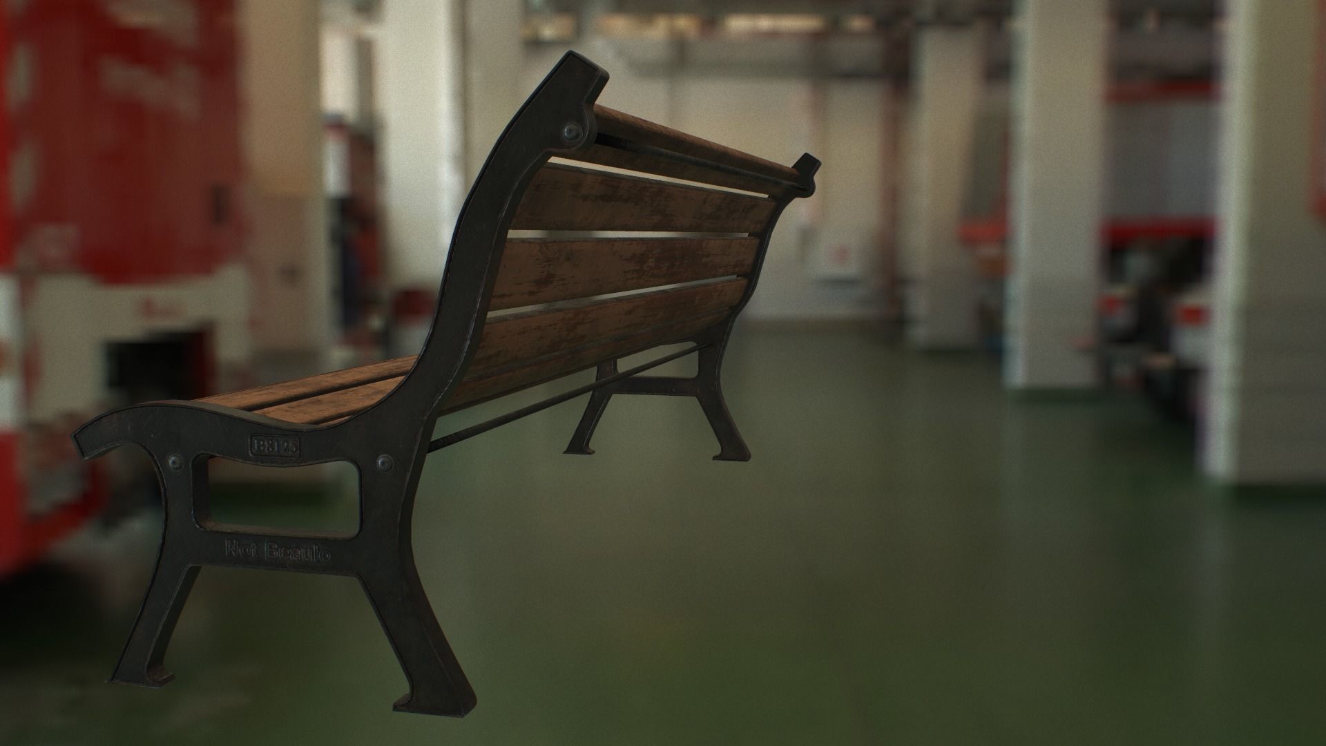 Bench skeleton on park Low-poly 3D model_12