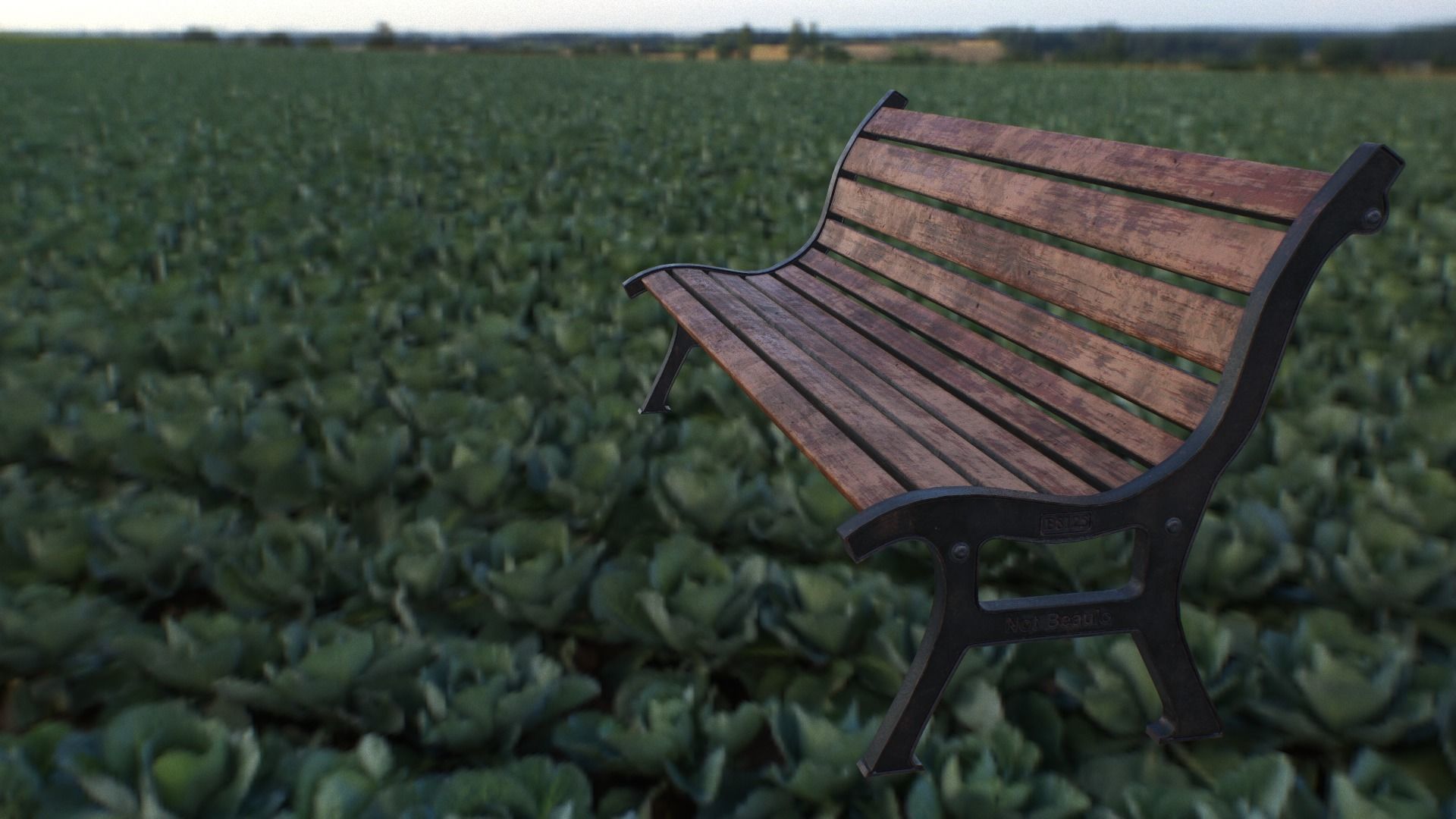 Bench skeleton on park Low-poly 3D model_7