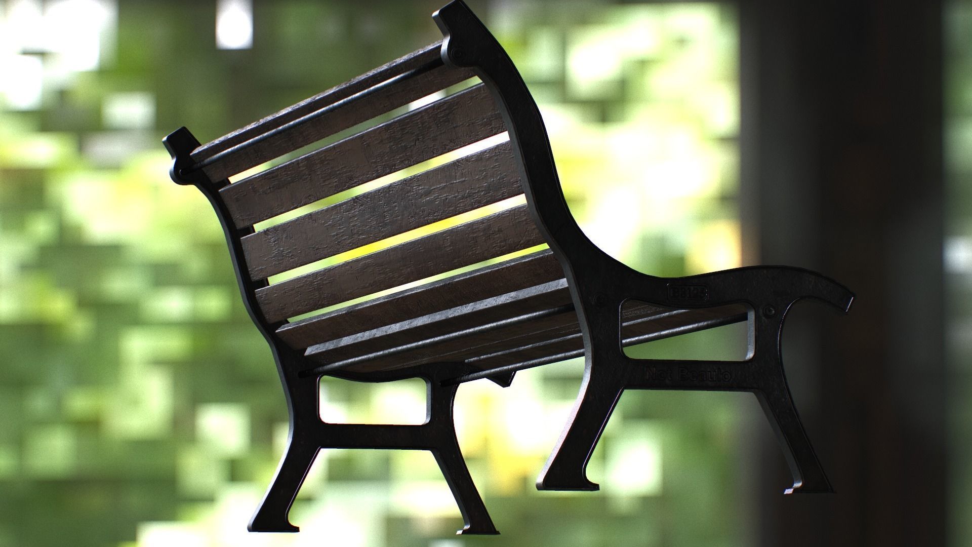 Bench skeleton on park Low-poly 3D model_11