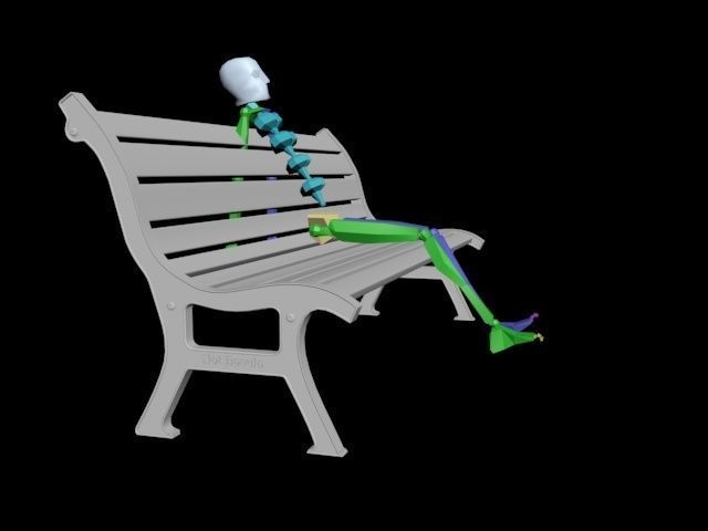 Bench skeleton on park Low-poly 3D model_14