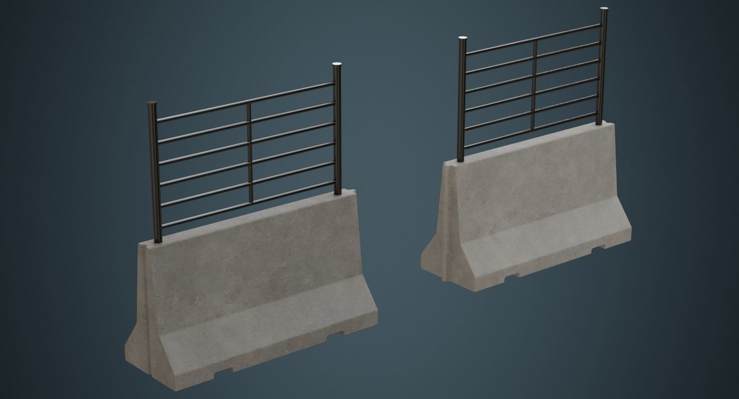 Concrete Barrier 2A Low-poly 3D model_1