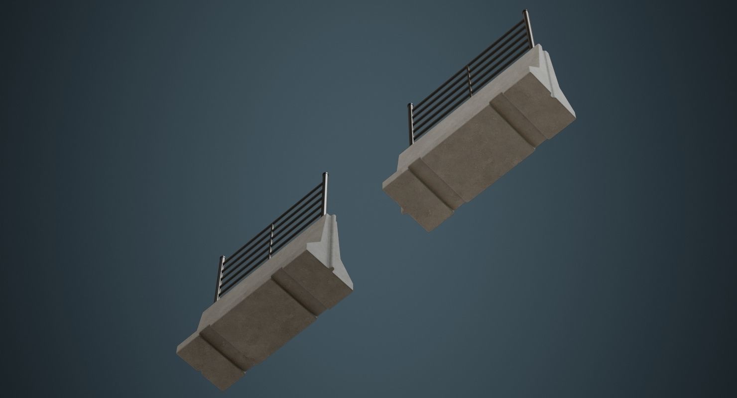 Concrete Barrier 2A Low-poly 3D model_4