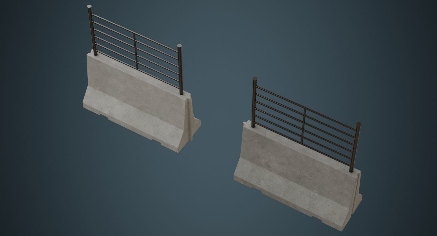 Concrete Barrier 2A Low-poly 3D model_2