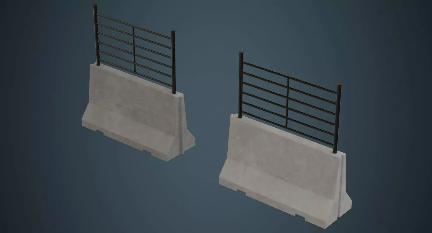 Concrete Barrier 2A Low-poly 3D model_0