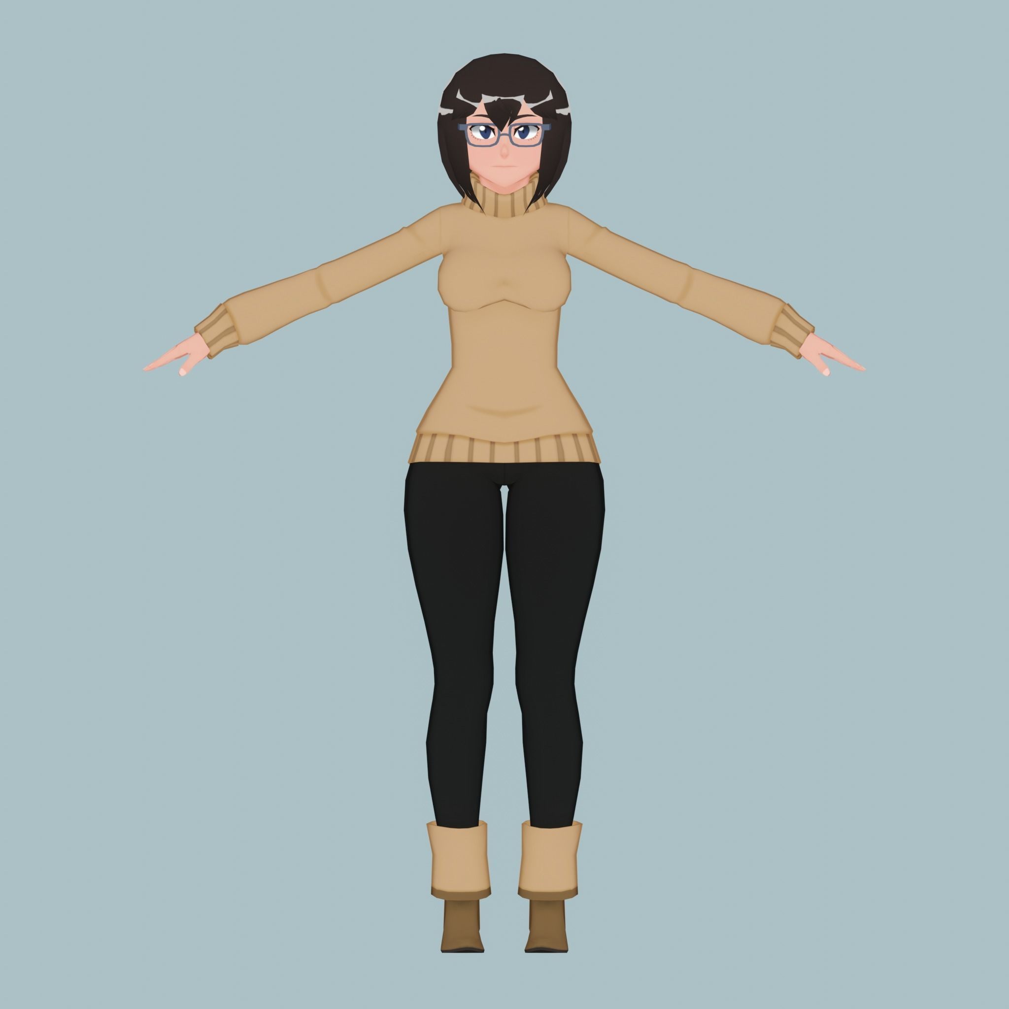 Polly - Low Poly Anime Character Free low-poly 3D model_3
