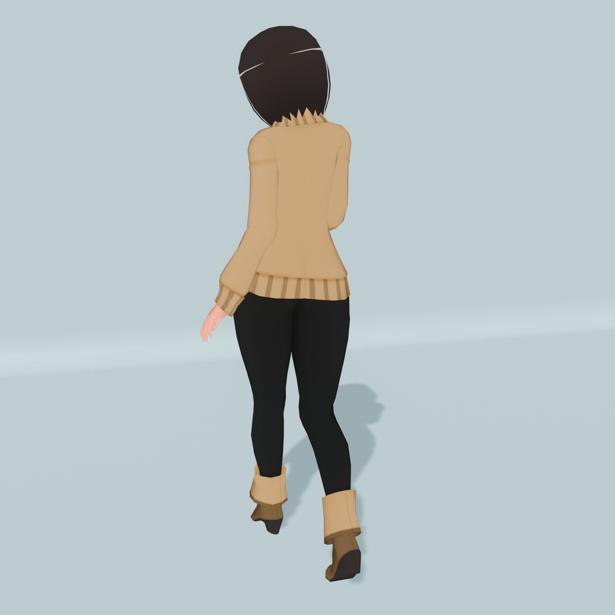 Polly - Low Poly Anime Character Free low-poly 3D model_2