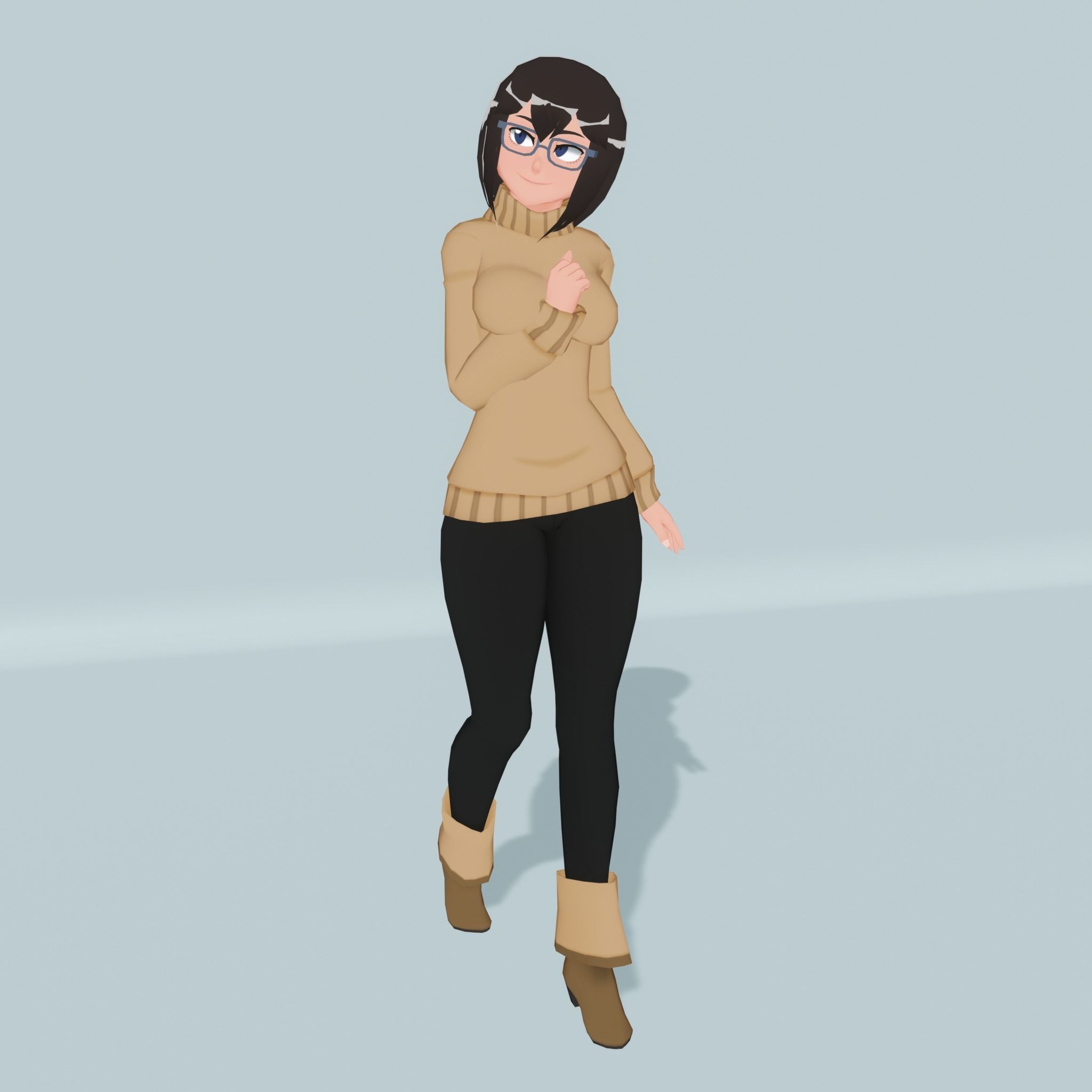 Polly - Low Poly Anime Character Free low-poly 3D model_1