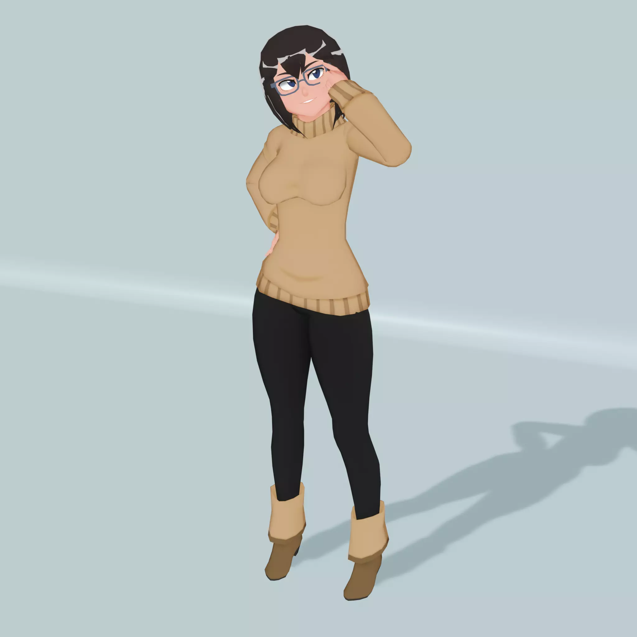 Polly - Low Poly Anime Character Free low-poly 3D model_0