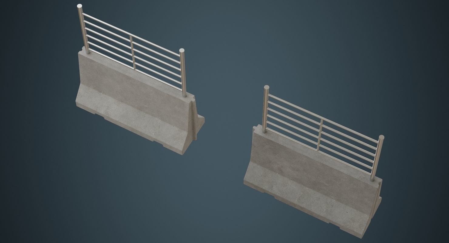 Concrete Barrier 2B Low-poly 3D model_2