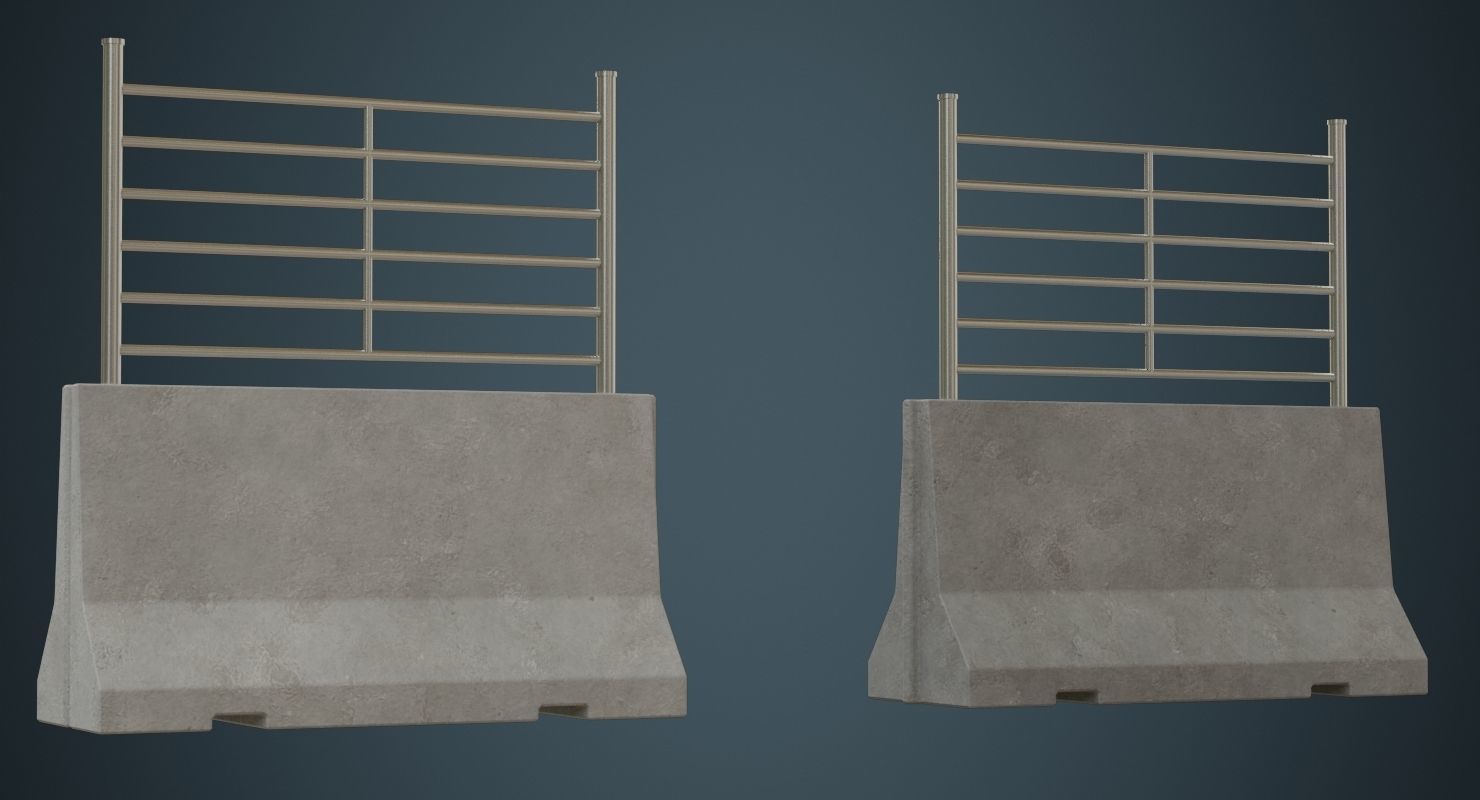 Concrete Barrier 2B Low-poly 3D model_3
