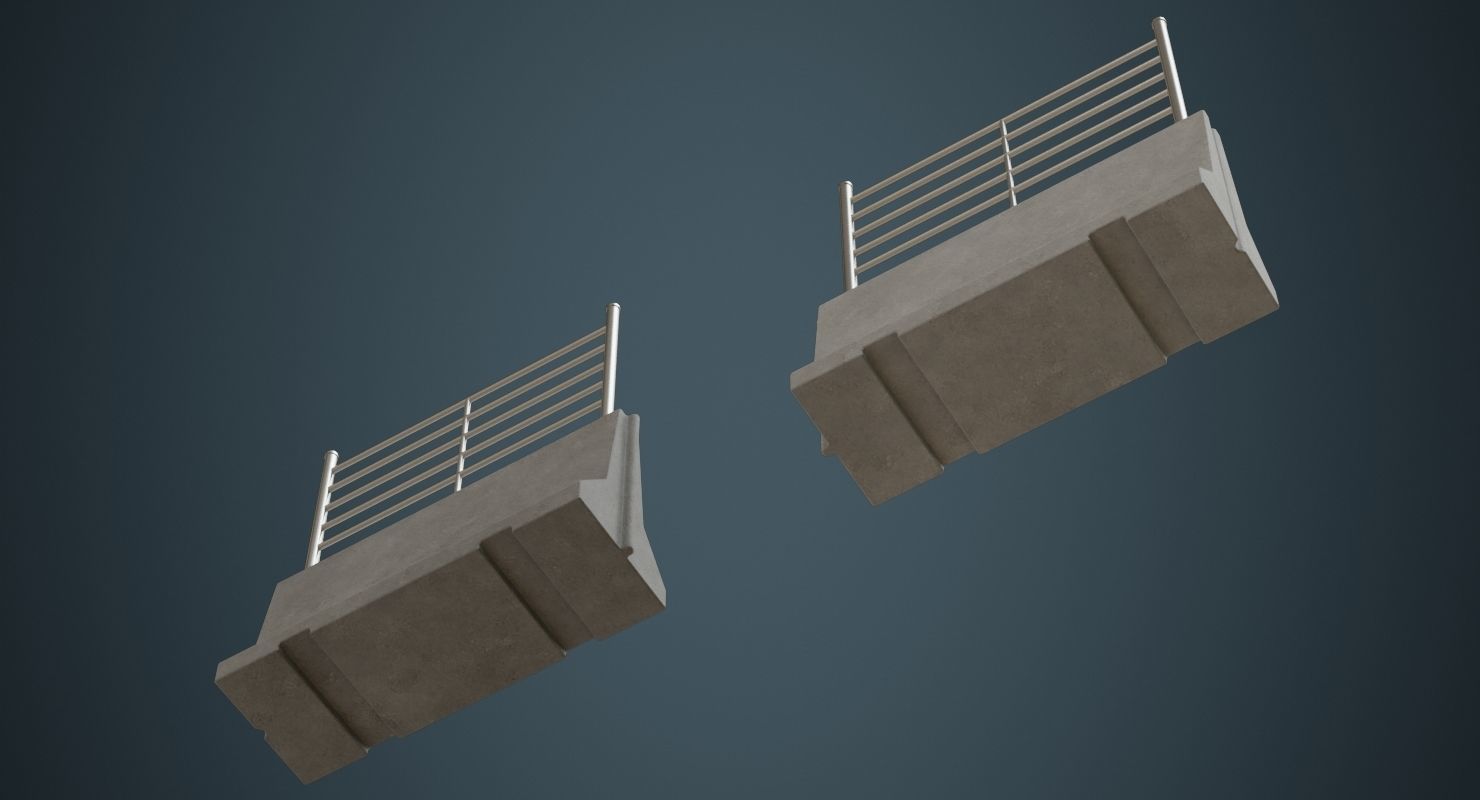 Concrete Barrier 2B Low-poly 3D model_4