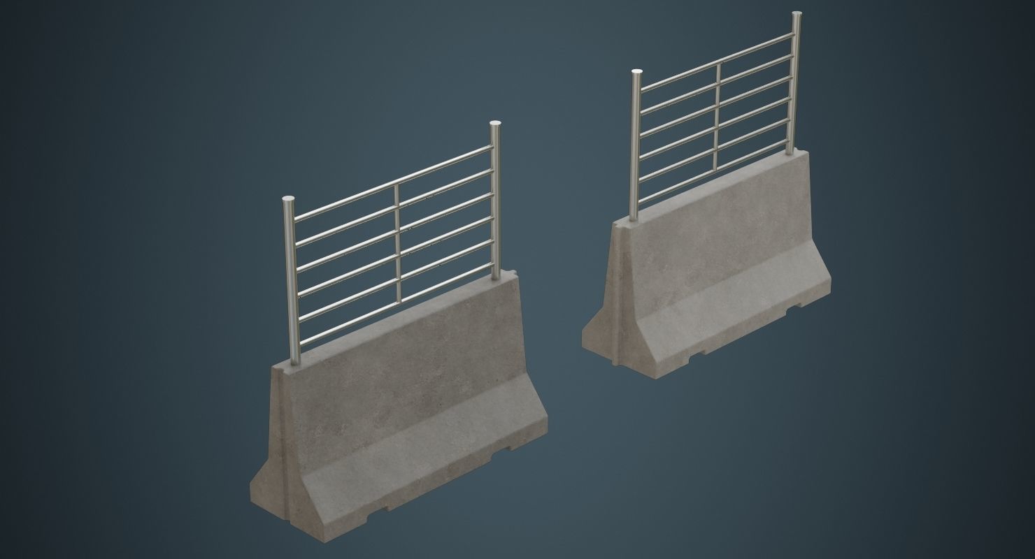 Concrete Barrier 2B Low-poly 3D model_1