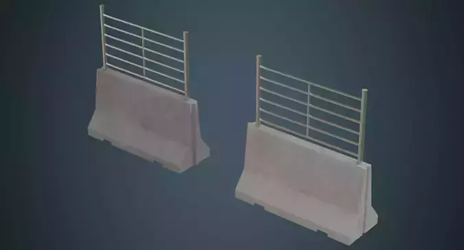 Concrete Barrier 2B Low-poly 3D model Concrete Barrier 2B Low-poly 3D model