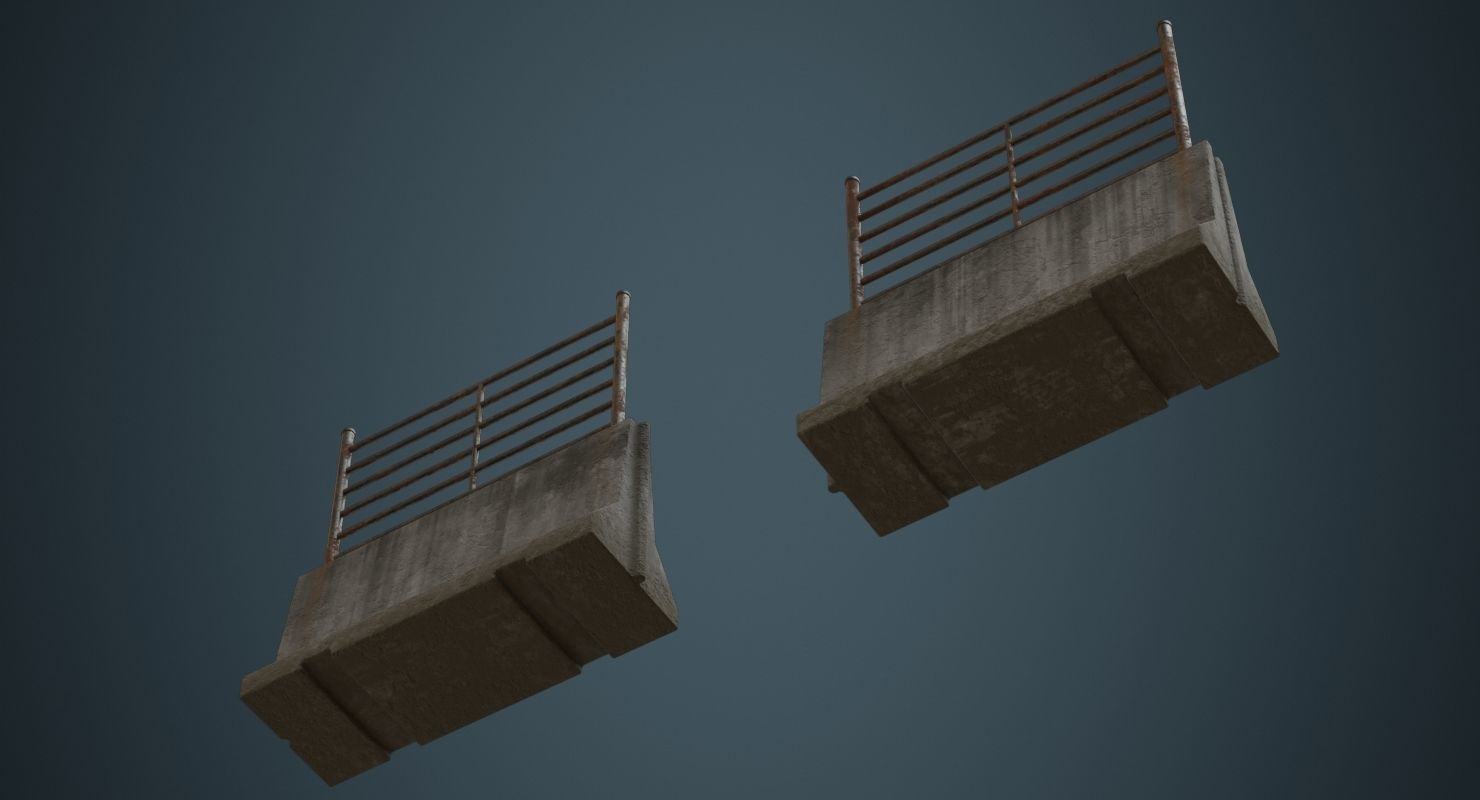 Concrete Barrier 2C Low-poly 3D model_4