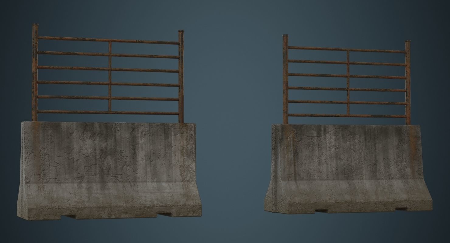Concrete Barrier 2C Low-poly 3D model_3