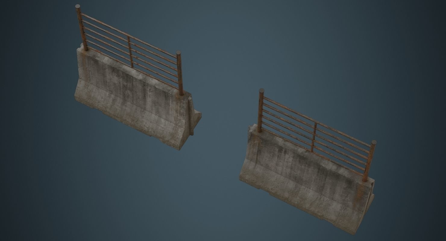 Concrete Barrier 2C Low-poly 3D model_2
