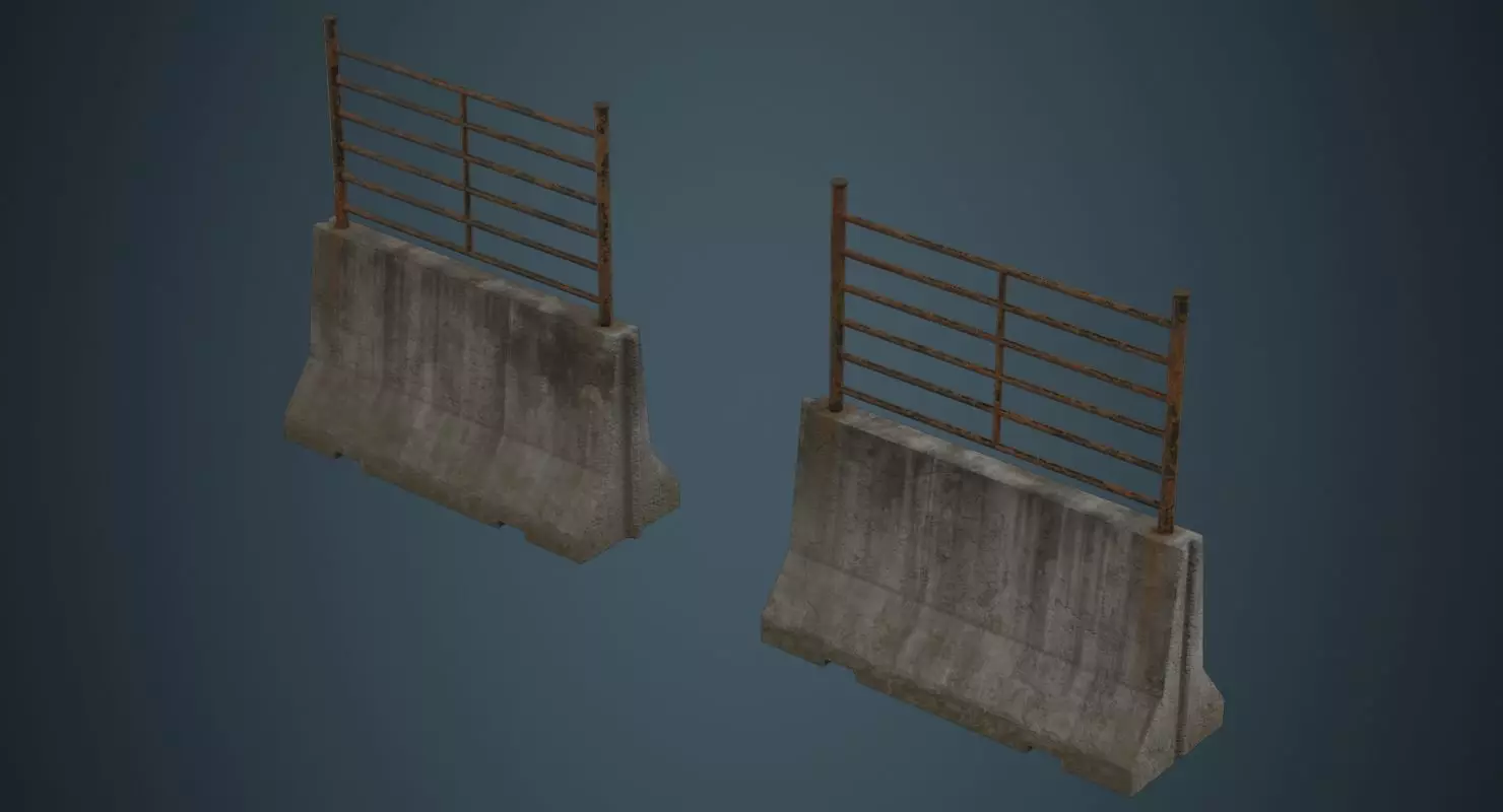 Concrete Barrier 2C Low-poly 3D model_0