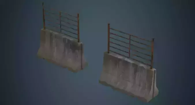 Concrete Barrier 2C Low-poly 3D model