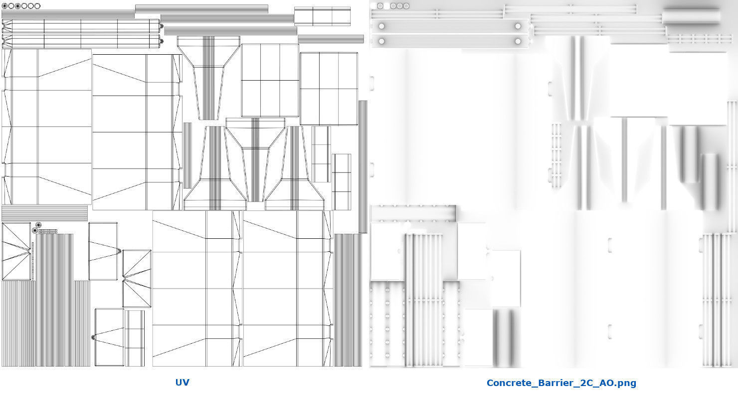 Concrete Barrier 2C Low-poly 3D model_7