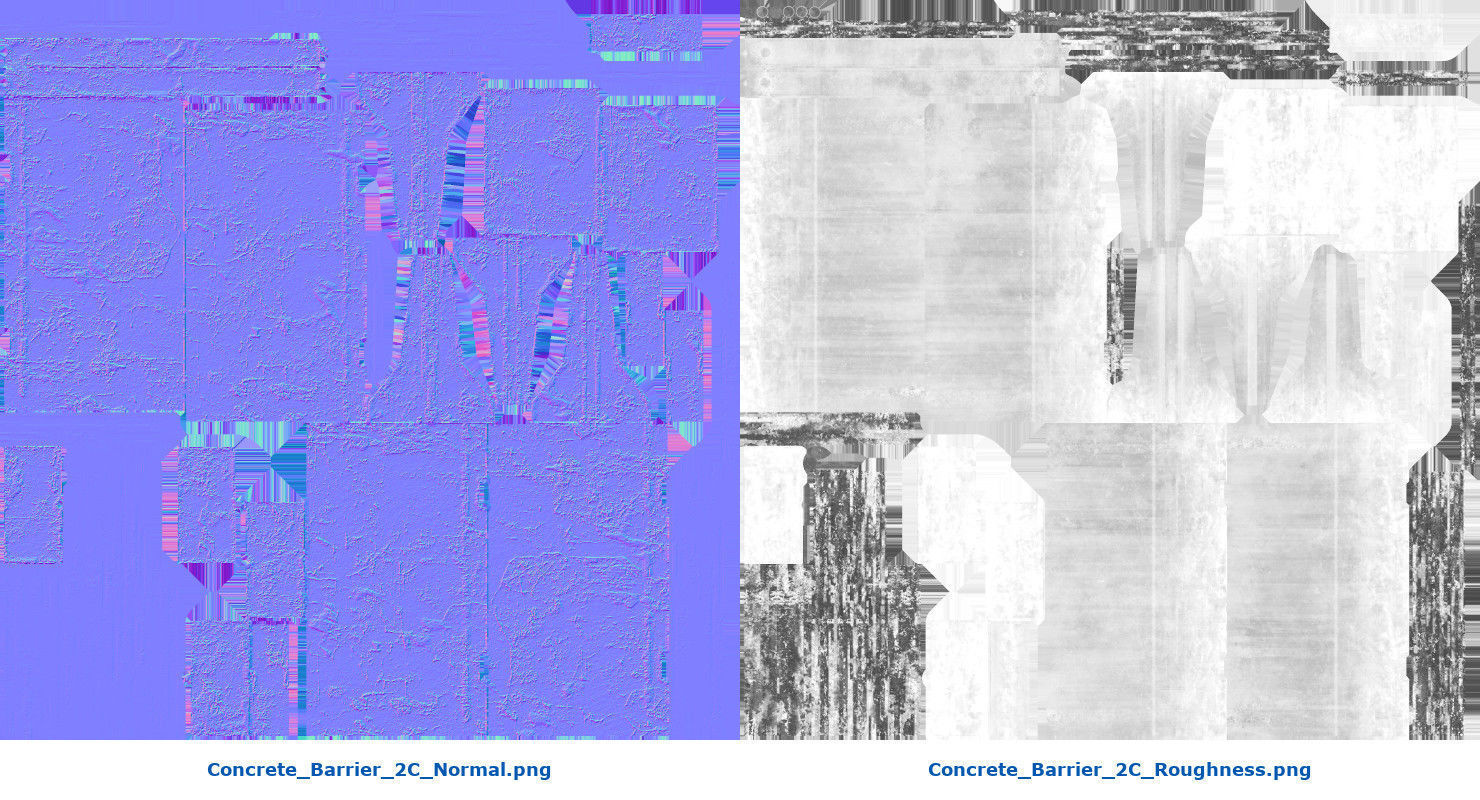 Concrete Barrier 2C Low-poly 3D model_9