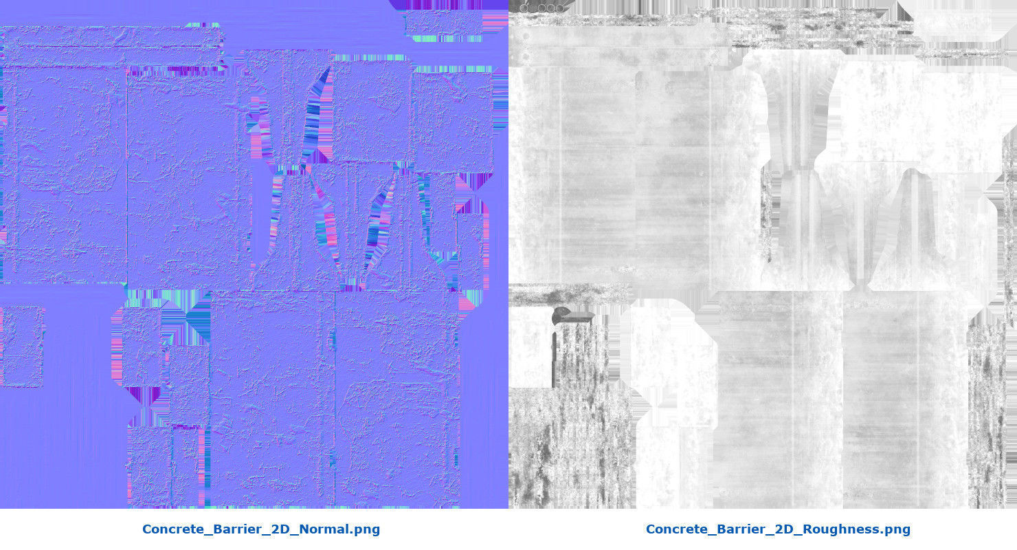 Concrete Barrier 2D Low-poly 3D model_9