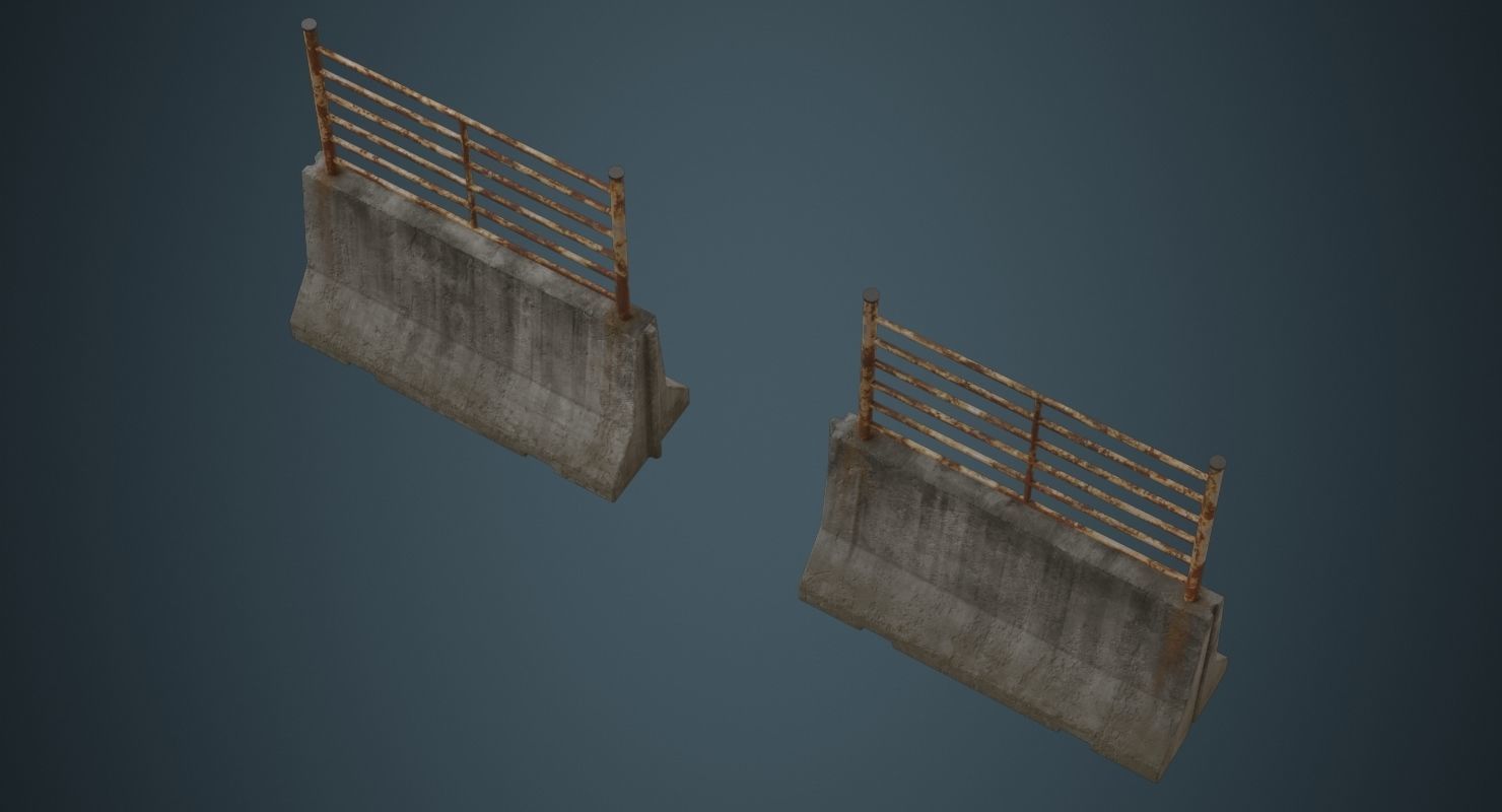 Concrete Barrier 2D Low-poly 3D model_2