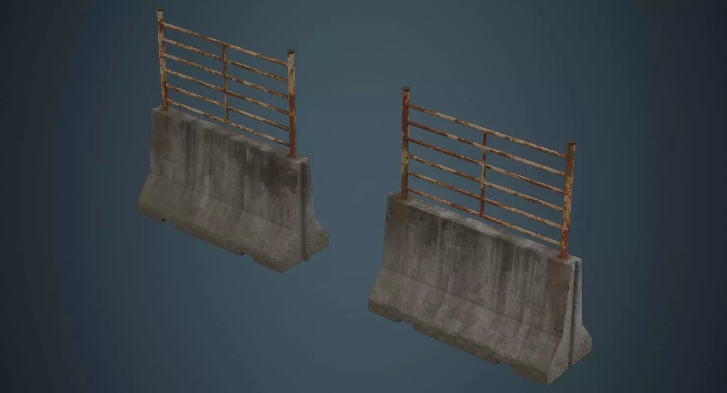 Concrete Barrier 2D Low-poly 3D model_0