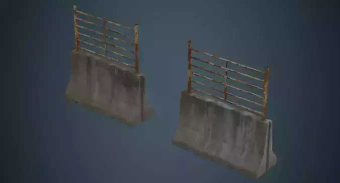 Concrete Barrier 2D Low-poly 3D model Concrete Barrier 2D Low-poly 3D model