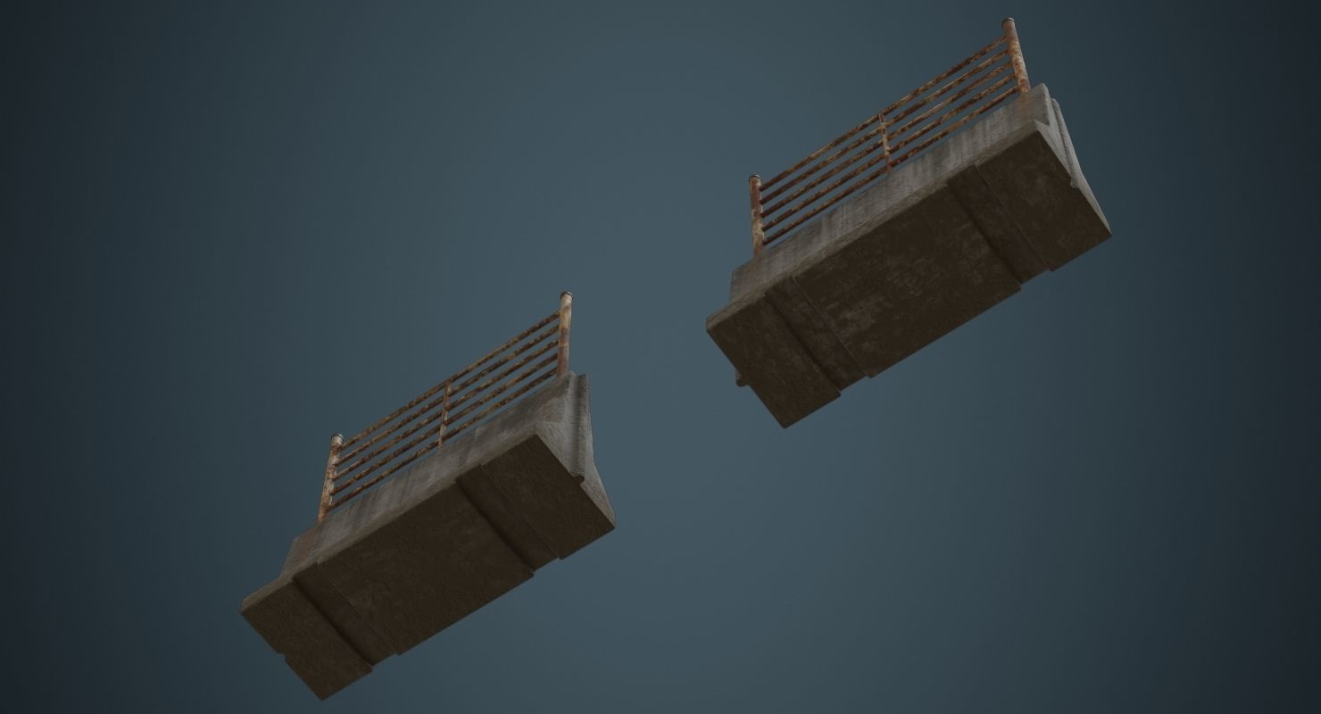 Concrete Barrier 2D Low-poly 3D model_4