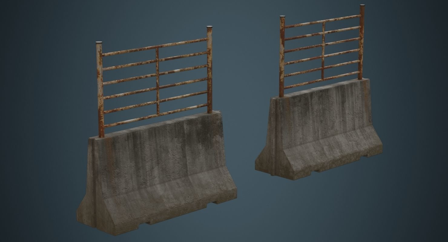 Concrete Barrier 2D Low-poly 3D model_1