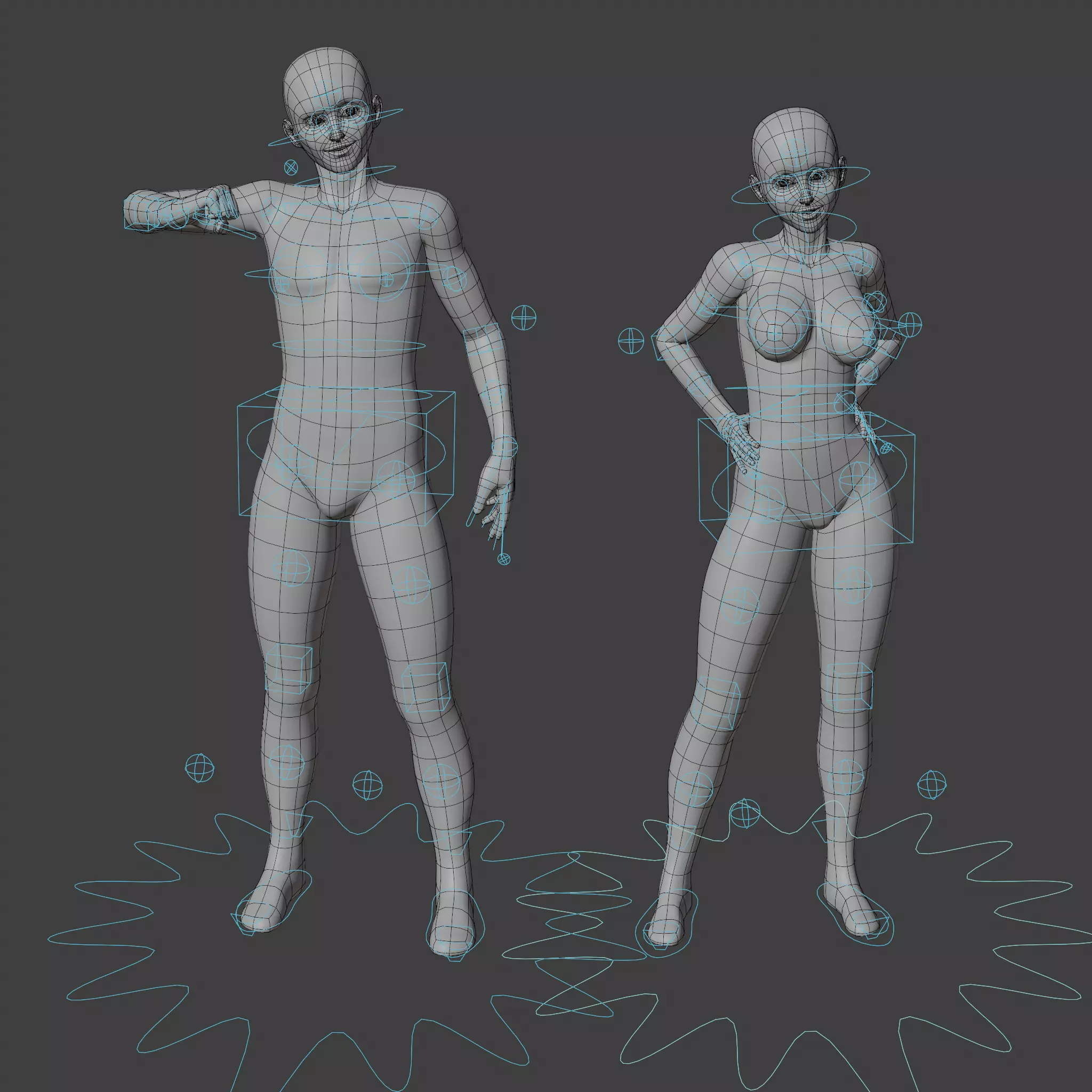 Stylized Humanoid Base Mesh Pack -Rigged- 3D Model Collection_0